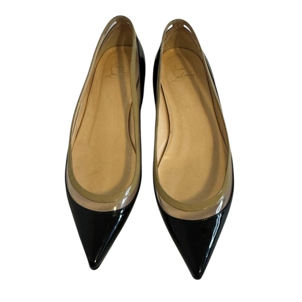 Christian Louboutin Paulina Black Patent PVC Flats Size 41